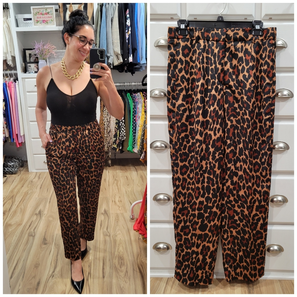 J. Crew Leopard Print Pants - Brown and Black
